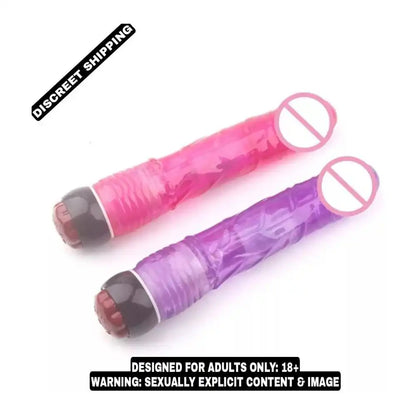 Pink jelly 8.75 inch massager with adjustable multi-speed control and ergonomic design.