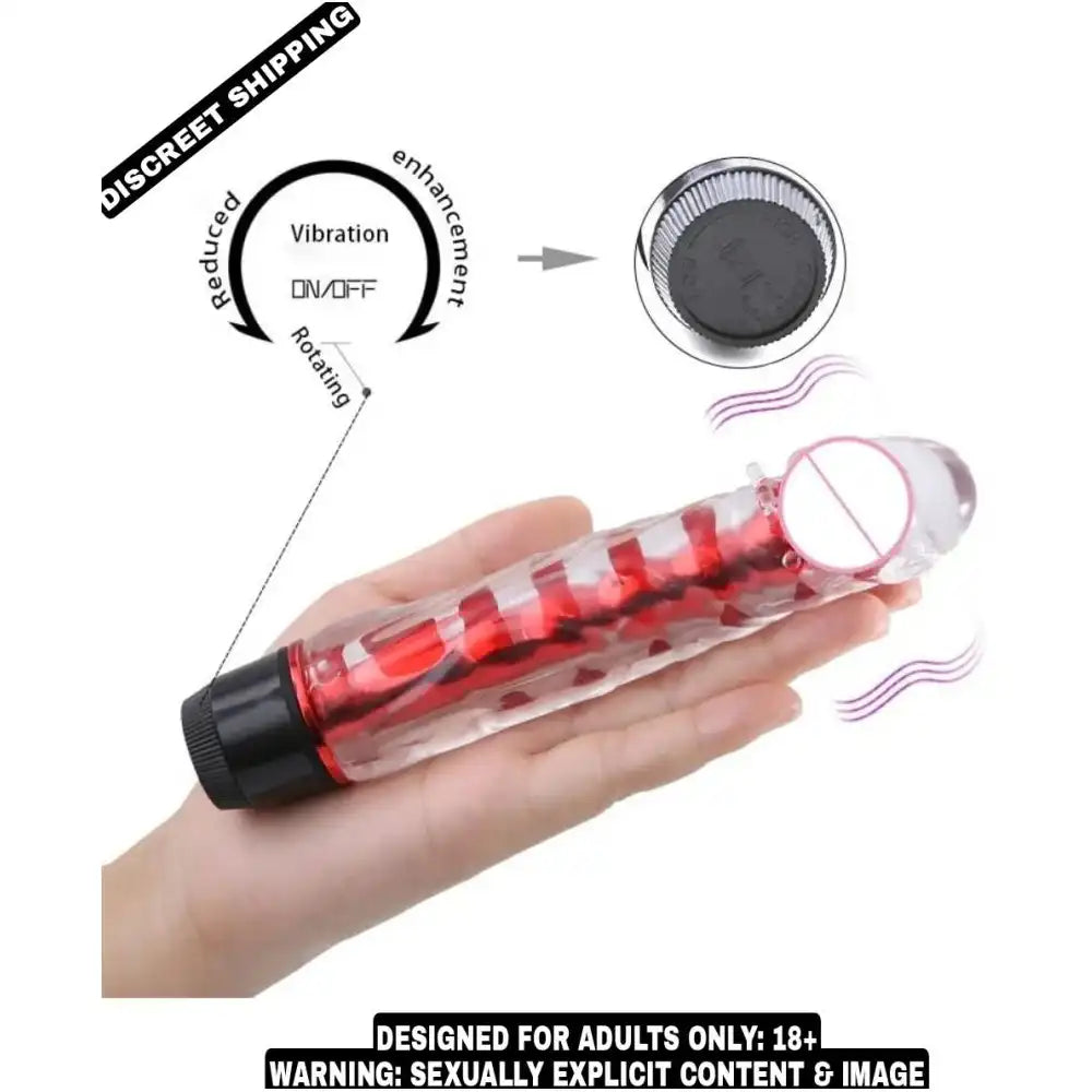 Transparent jelly soft vibrating massager with adjustable multi-speed control and ergonomic design.
