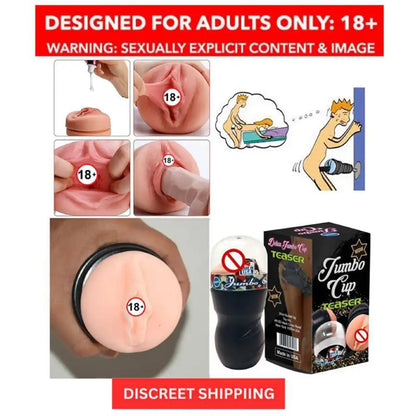 Jumbo cup teaser male relax massager with soft flexible handheld design and reusable construction.