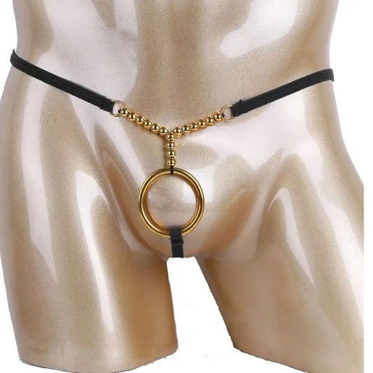 Men’s Multicolor Beaded Ring Minimal Strap Thong