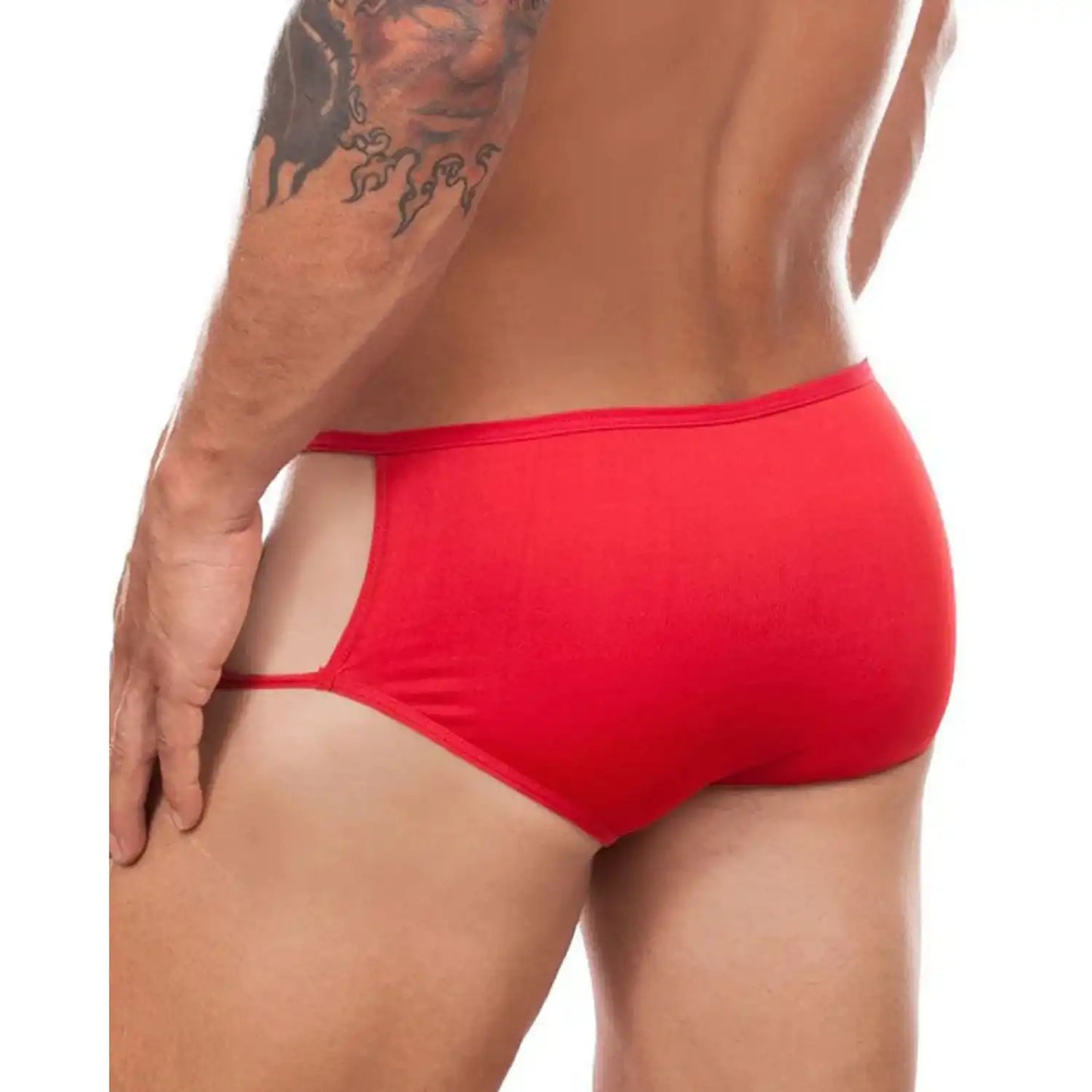 men’s Multicolor cut-out low rise bikini brief with dual side straps
