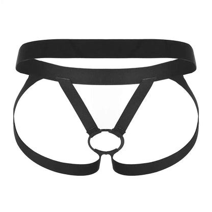 men’s Multicolor open ring strap jockstrap brief with elastic waistband
