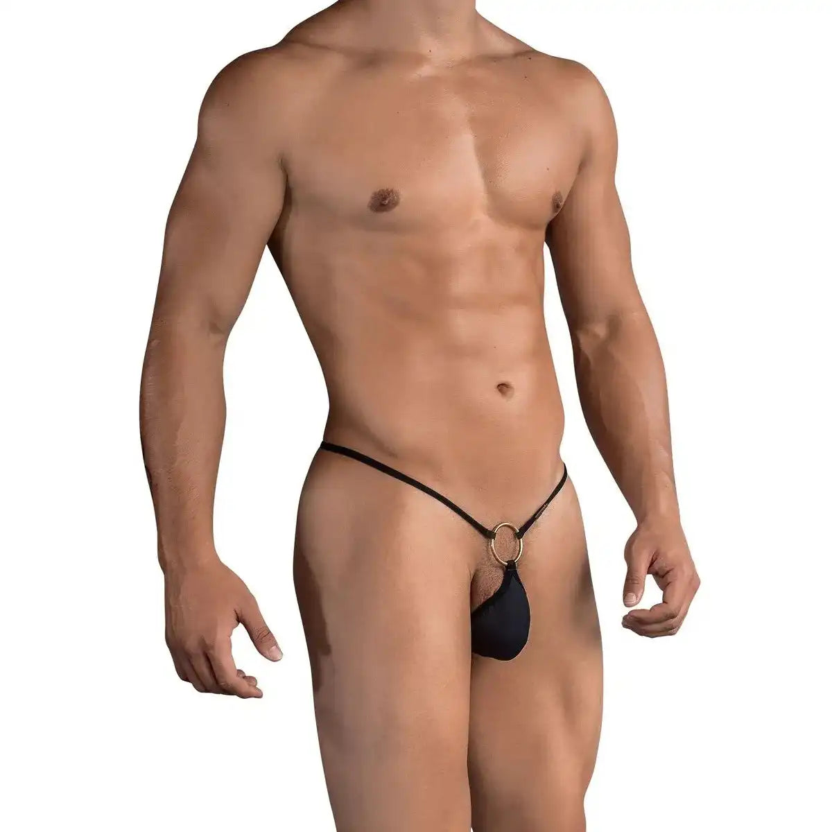 men wearing Multicolor minimal ring strap pouch thong underwear