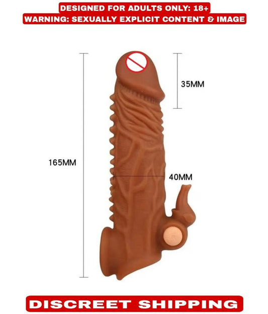 Dragon textured reusable silicone sleeve with integrated vibration feature and stretchable design.