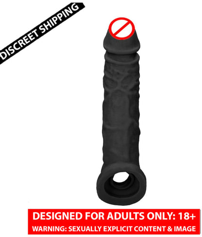 Black reusable elephant textured silicone sleeve with stretchable and washable silicone construction.