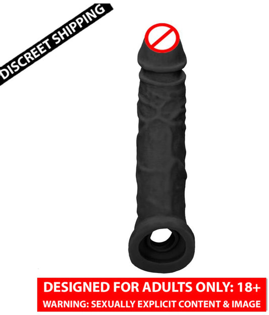Black reusable elephant textured silicone sleeve with stretchable and washable silicone construction.