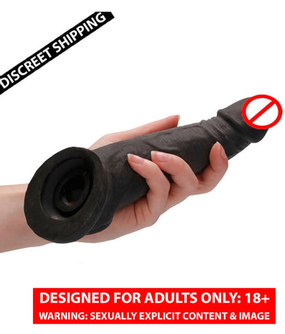 Black reusable elephant textured silicone sleeve with stretchable and washable silicone construction.
