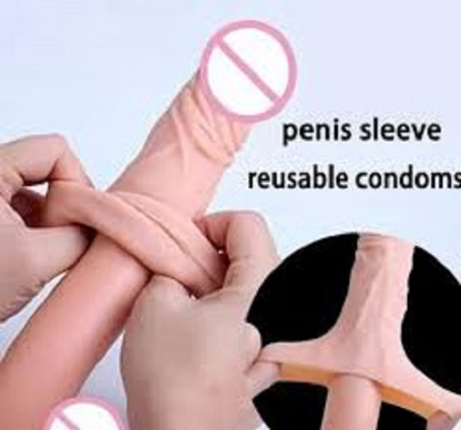 Transparent reusable silicone sleeve featuring an extra dotted textured surface and stretchable design.