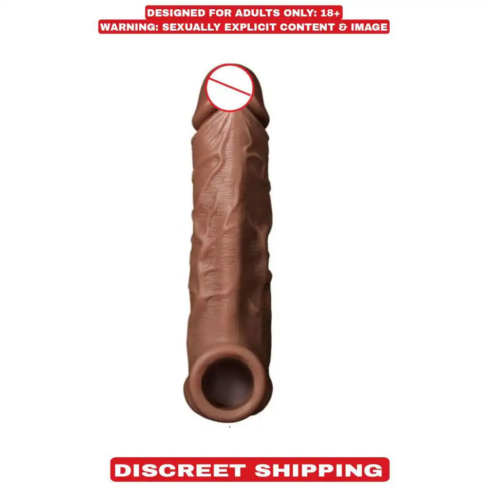 Men's reusable extra dotted silicone sleeve with realistic design and stretchable silicone construction.