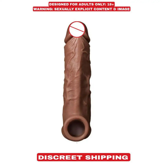 Men's reusable extra dotted silicone sleeve with realistic design and stretchable silicone construction.