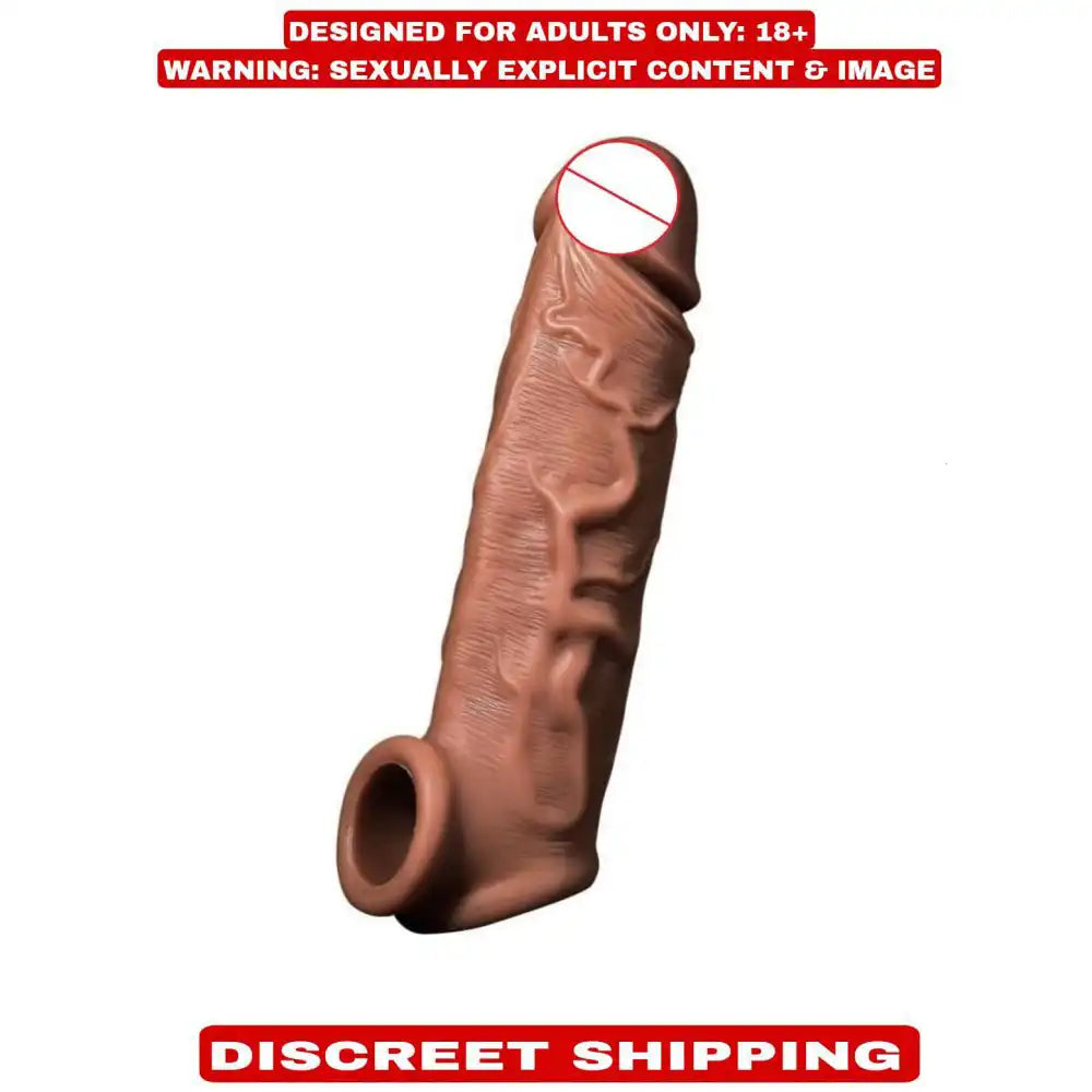 Men's reusable extra dotted silicone sleeve with realistic design and stretchable silicone construction.