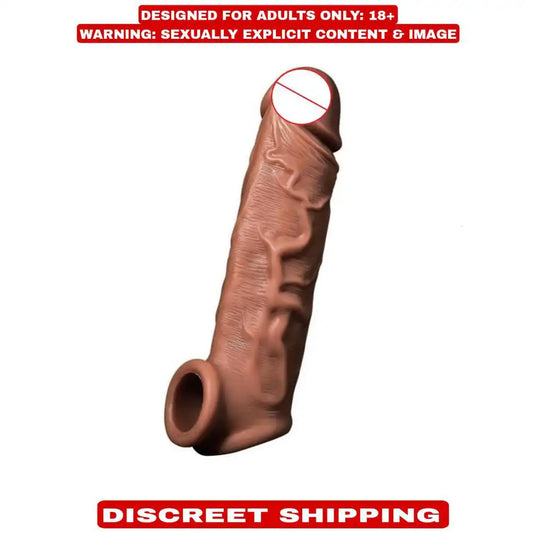Men's reusable extra dotted silicone sleeve with realistic design and stretchable silicone construction.