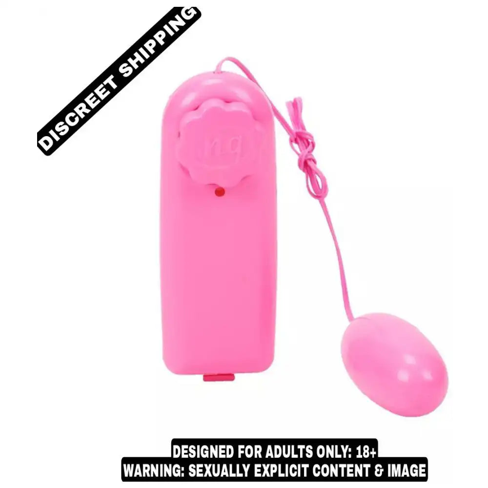 Pink mini egg-shaped vibrator massager with wired speed controller.
