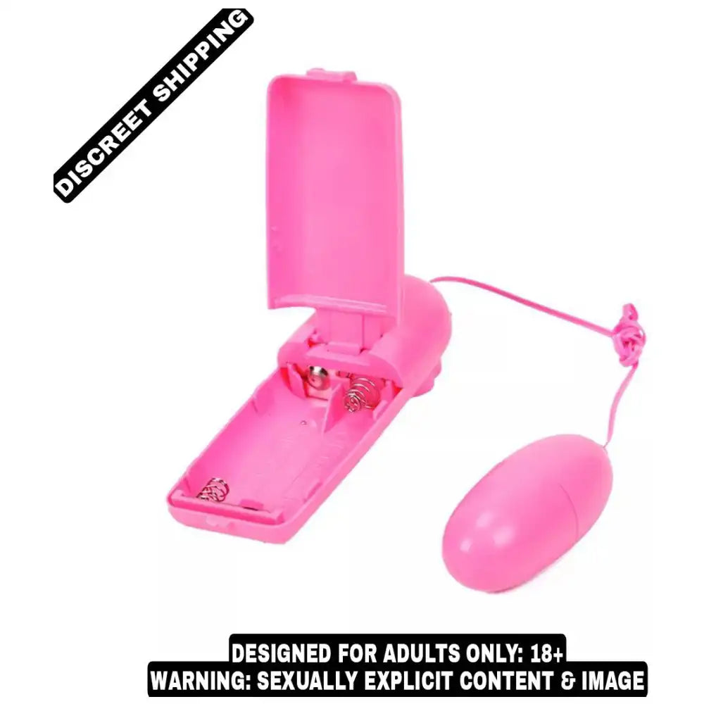 Pink mini egg-shaped vibrator massager with wired speed controller.
