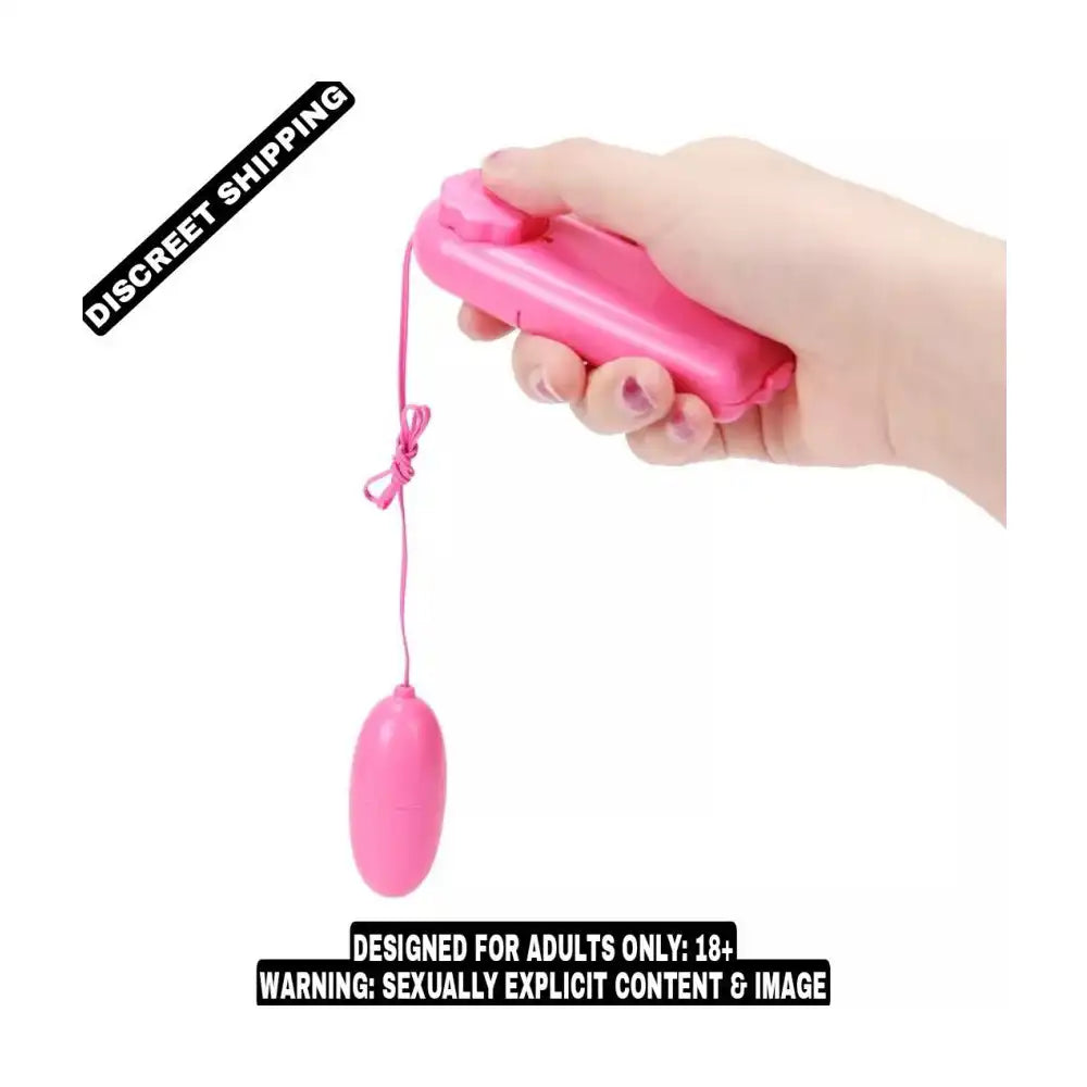 Pink mini egg-shaped vibrator massager with wired speed controller.
