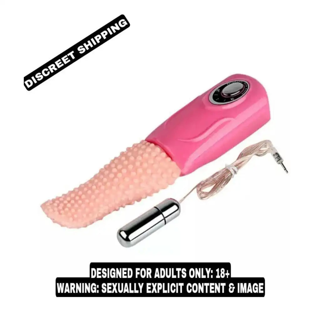 Tongue style vibrating massager with textured silicone surface and adjustable multi-speed control.
