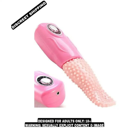 Tongue style vibrating massager with textured silicone surface and adjustable multi-speed control.