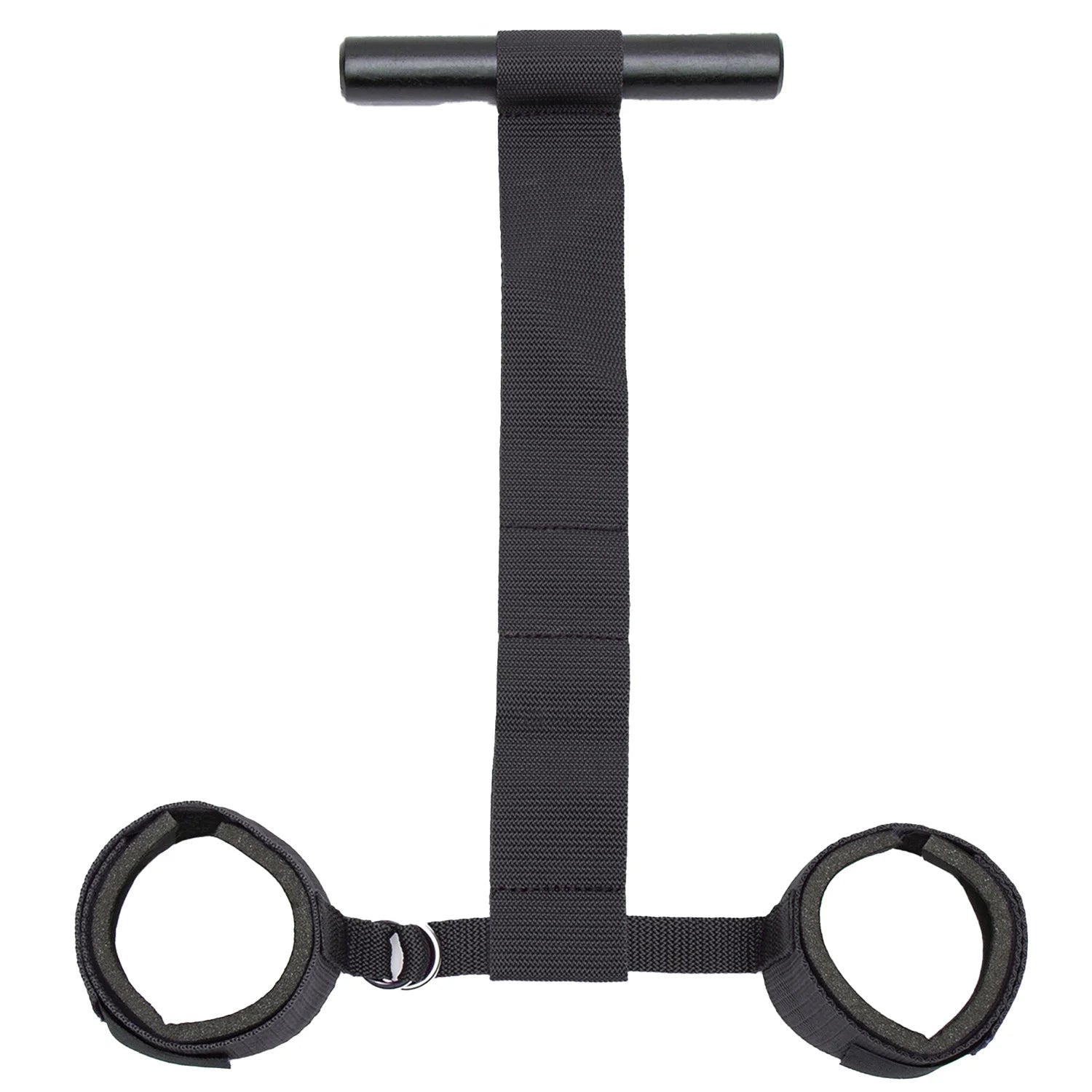 Adjustable over-the-door restraint kit with padded wrist cuffs attached to a door anchor strap.