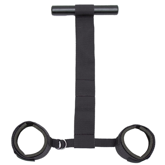 Adjustable over-the-door restraint kit with padded wrist cuffs attached to a door anchor strap.