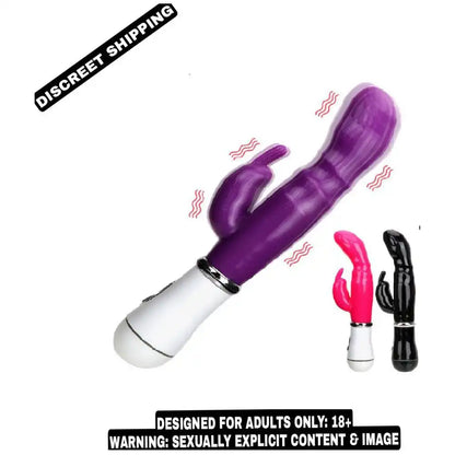 Pink rabbit style vibrating massager with dual-action design and multi-mode vibration function.