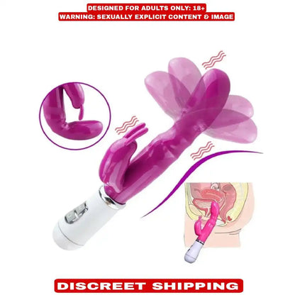 Pink rabbit style vibrating massager with dual-action design and multi-mode vibration function.