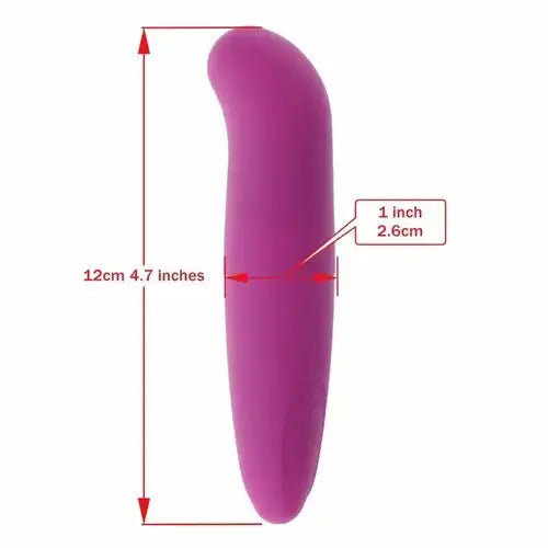 Pink mini battery operated vibrator with compact ergonomic design and portable construction.