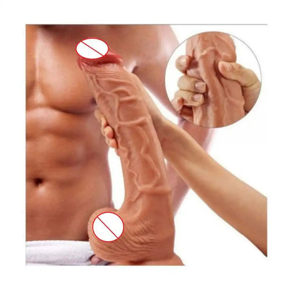 Premium quality suction base realistic wellness massager for women with textured flexible design.
