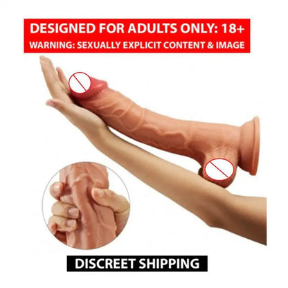 Premium quality suction base realistic wellness massager for women with textured flexible design.
