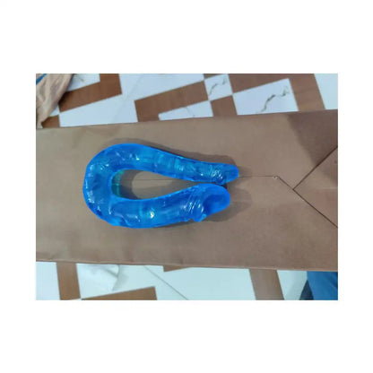 Realistic double headed massager for women with flexible dual-end blue design and ergonomic structure.