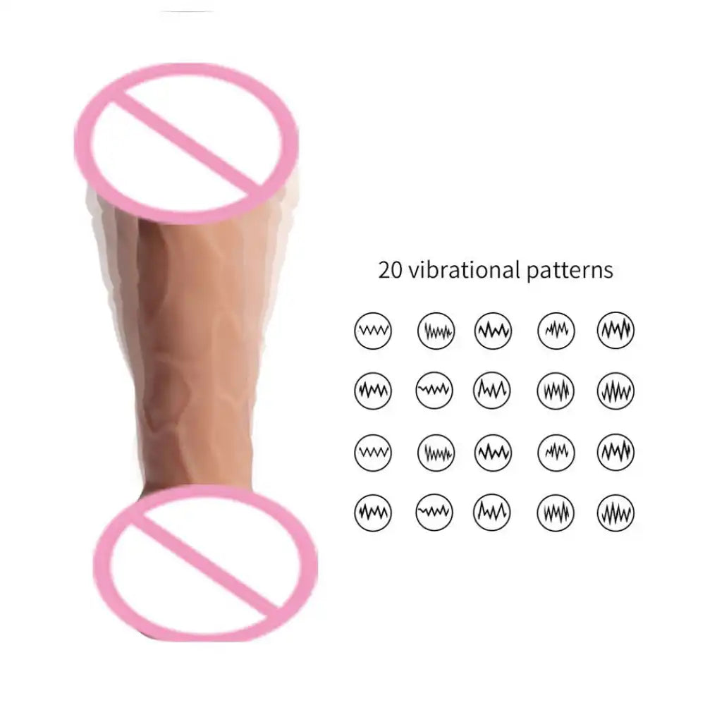 Realistic vibrating relaxation massager for women with wireless remote control and suction base.