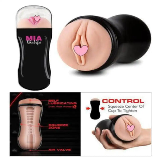 SASHA-MIA male pocket cup massager with squeeze-control design and soft inner sleeve.