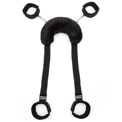 Soft material full body restraint kit with adjustable wrist cuffs, ankle cuffs, and connecting straps.
