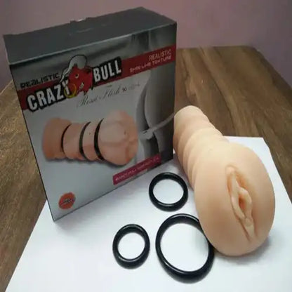 Soft silicone ribbed massager sleeve for men with adjustable pressure rings and reusable design.