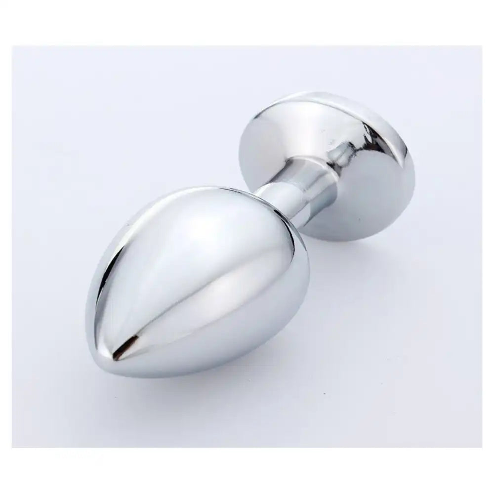 Stainless steel crystal plug with polished silver finish and premium metal construction.