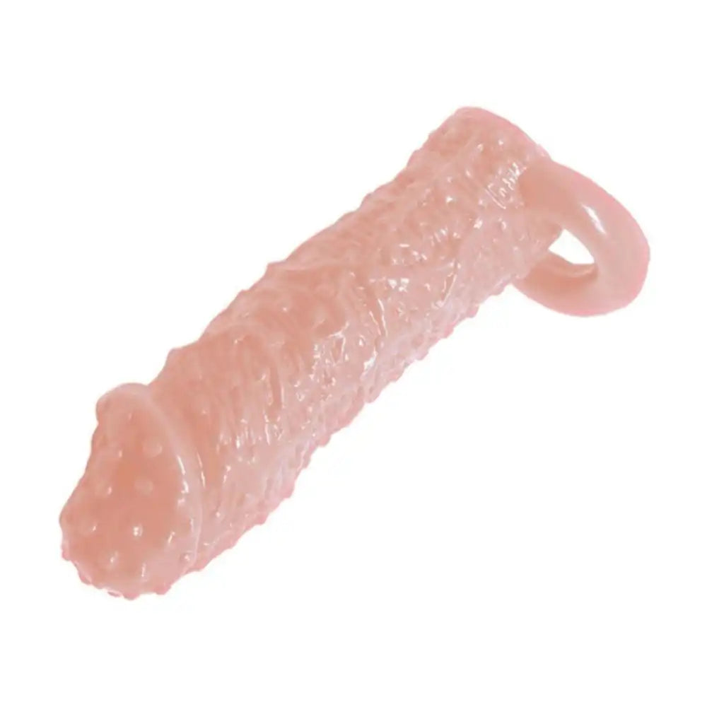 Textured dotted silicone sleeve with flexible construction and ergonomic design.