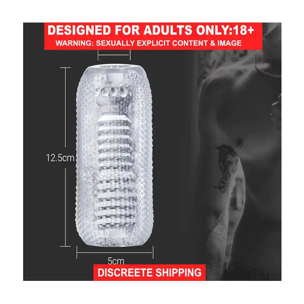 Transparent Textured Pocket Cup Massager for Men – Compact Personal Wellness Accessory