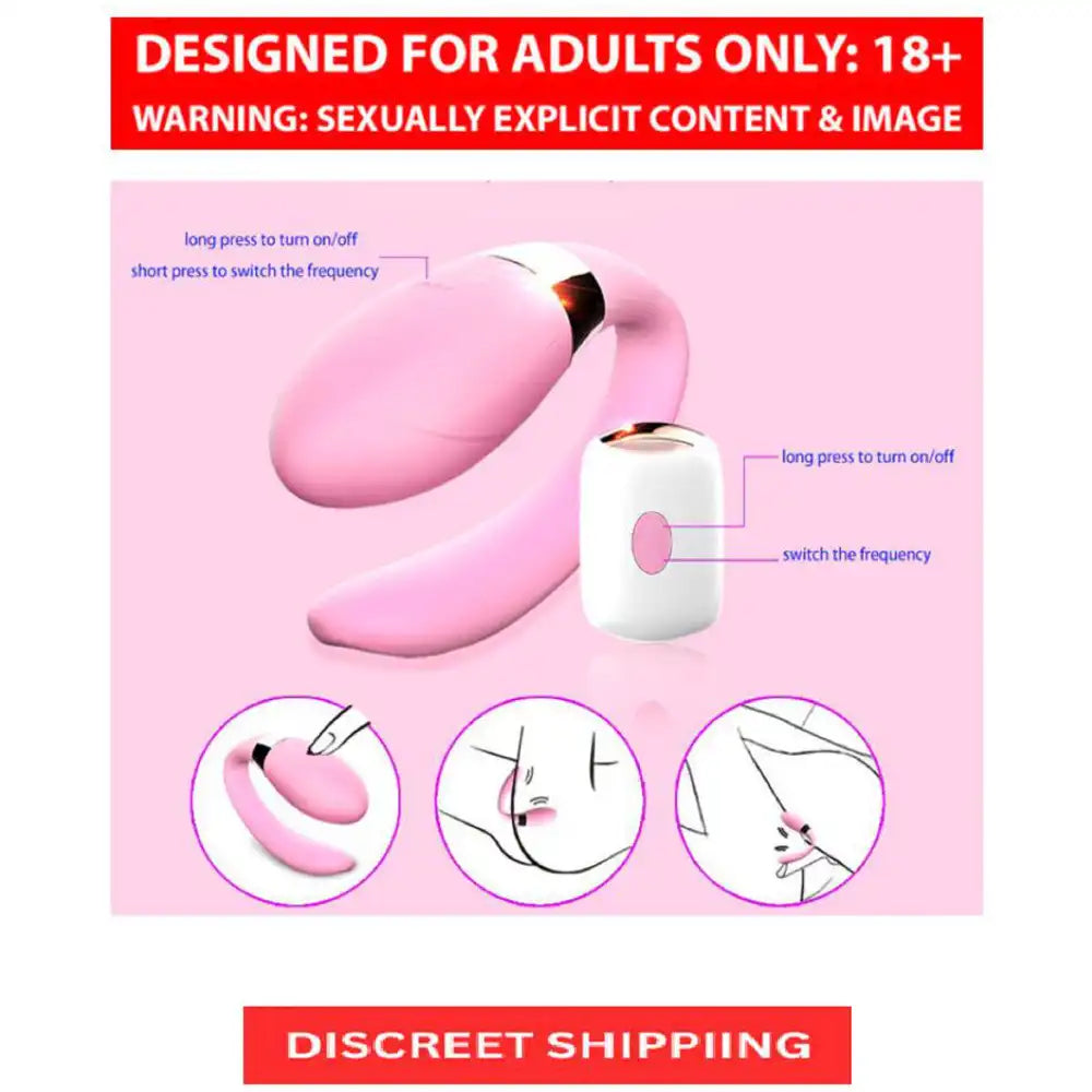 U-shape women's vibrating massager with wireless remote control and rechargeable silicone design.
