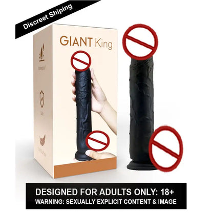 Ultra large silicone realistic suction base massager with textured design and flexible construction.
