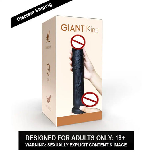 Ultra large silicone realistic suction base massager with textured design and flexible construction.
