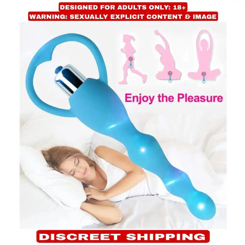 Pink vibrating beads massager with flexible silicone bead design and portable construction.