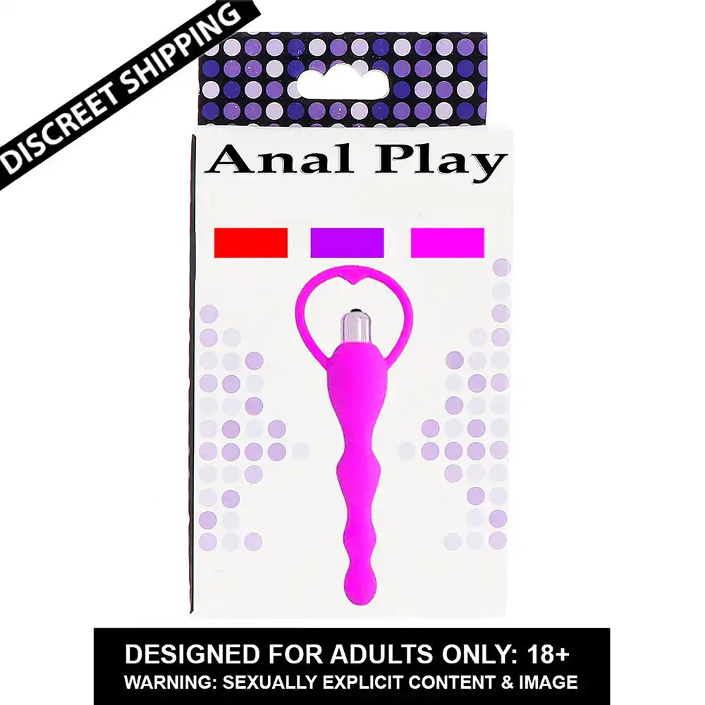 Vibrating long beads massager with detachable bullet vibrator and ergonomic loop handle.

