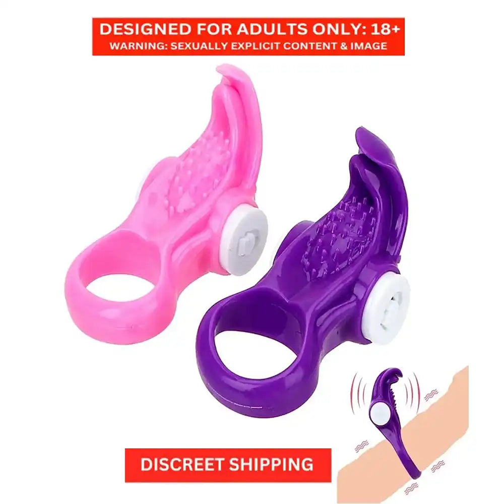 Vibrating tongue ring massager with flexible silicone design and textured surface.

