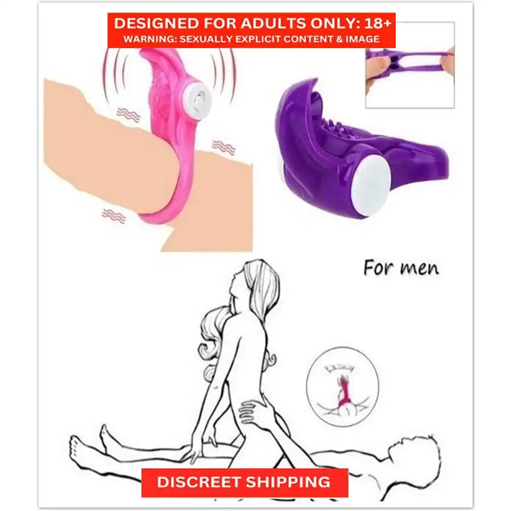 Vibrating tongue ring massager with flexible silicone design and textured surface.
