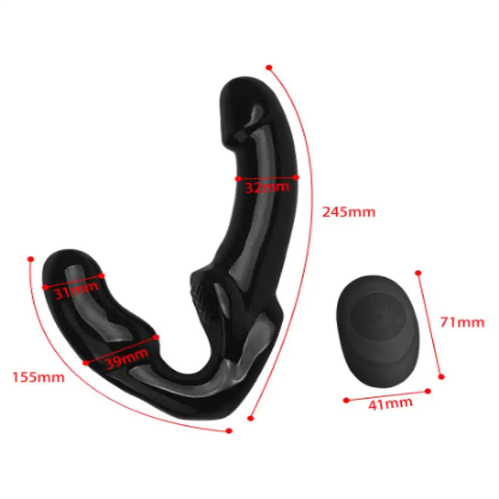 Wireless remote control double heads vibrating massager with magnetic USB charging and waterproof design.