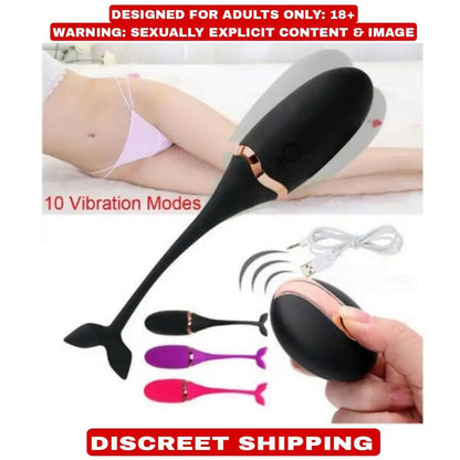 Purple wireless remote control vibrating egg massager with USB rechargeable functionality.
