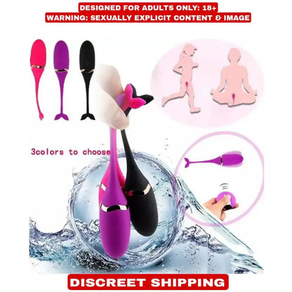 Purple wireless remote control vibrating egg massager with USB rechargeable functionality.
