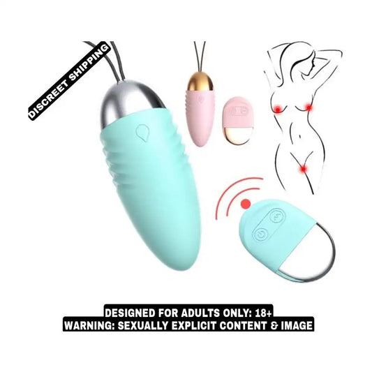 USB rechargeable vibrating egg massager with wireless remote control and compact ergonomic design.