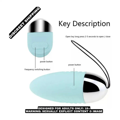 USB rechargeable vibrating egg massager with wireless remote control and compact ergonomic design.