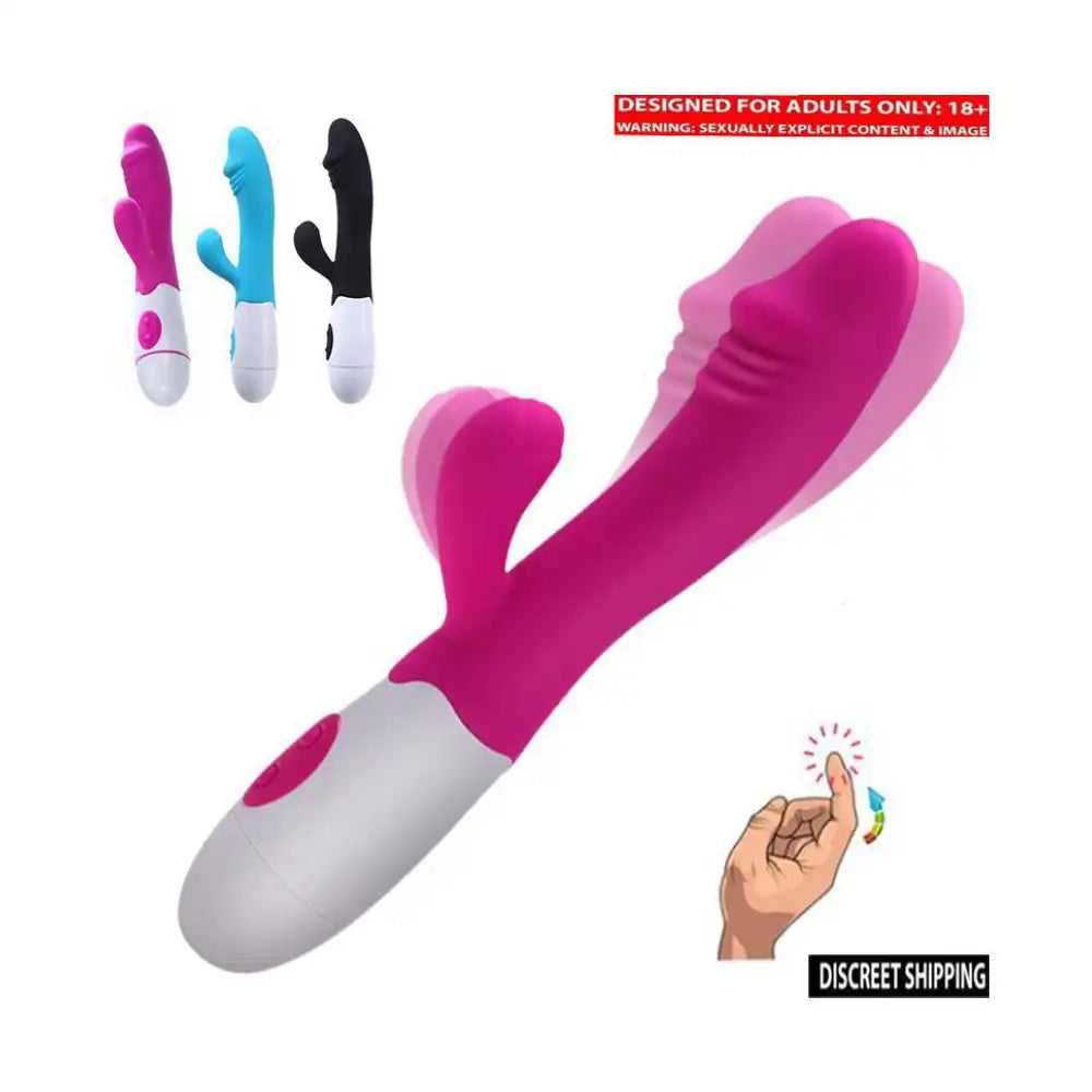 Women's G Spotter simulator vibrator with ergonomic curved design and multi-speed vibration modes.
