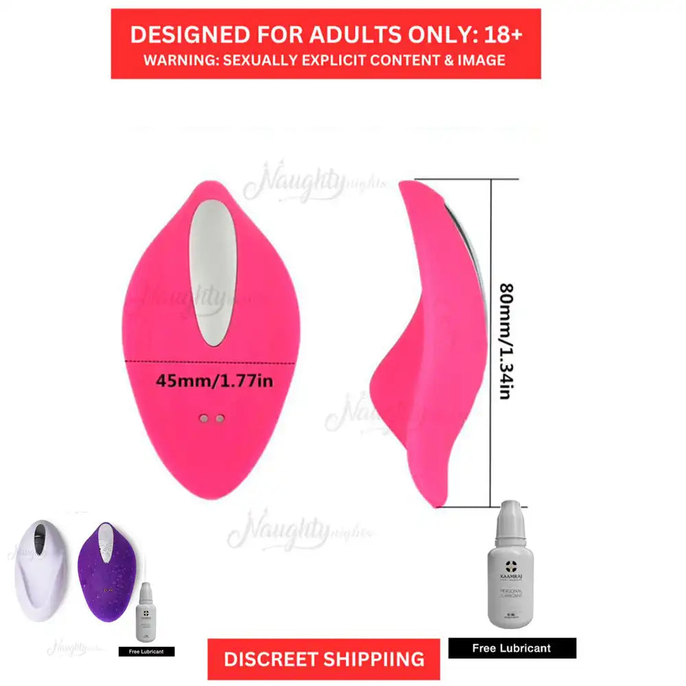 Women's wearable wireless vibrating massager with remote control and ergonomic silicone design.
